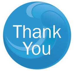 The words Thank You in a blue circle