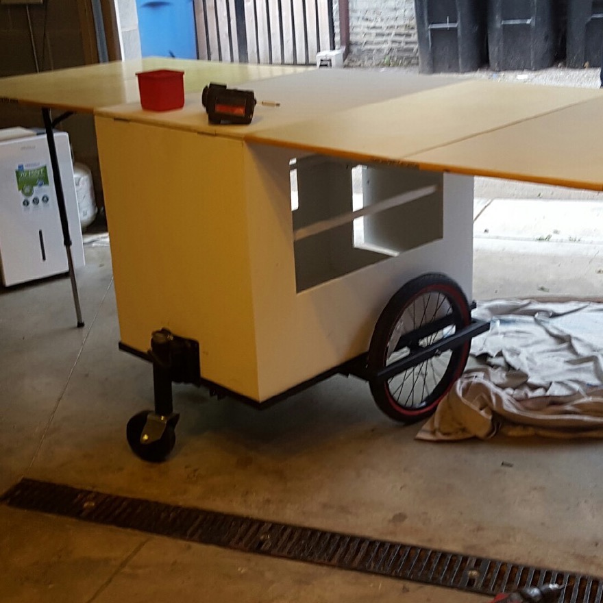 The Mobile Street Art Cart being constructed.