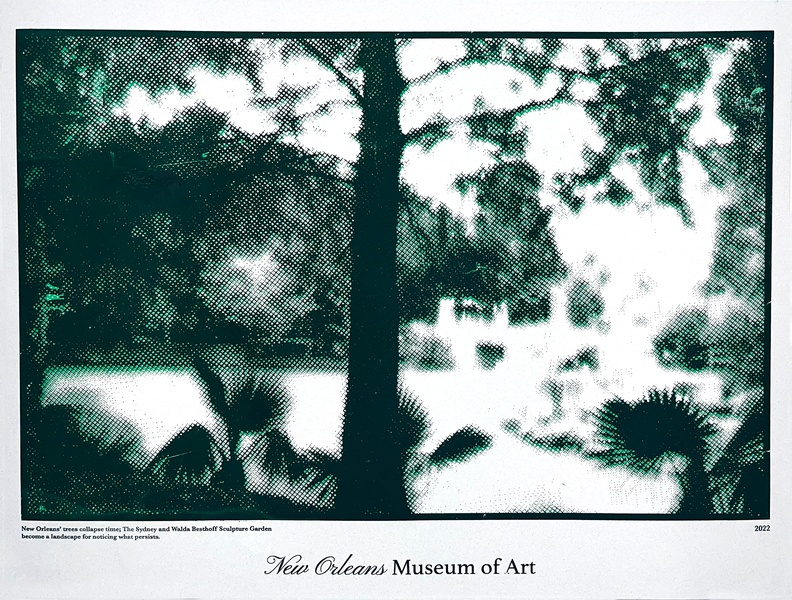  A print of a tree and other plants that is in black and white. 