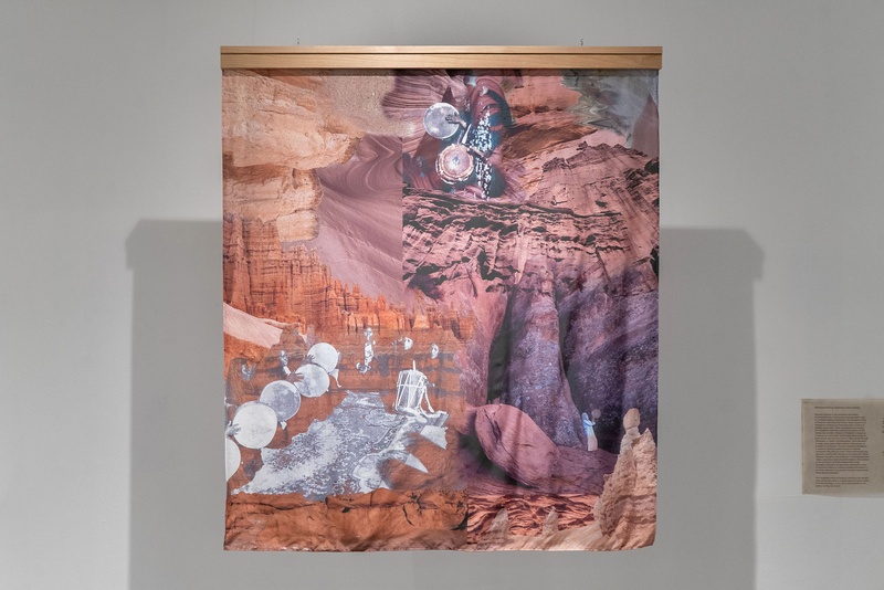  Digital photography collage print on silk. 