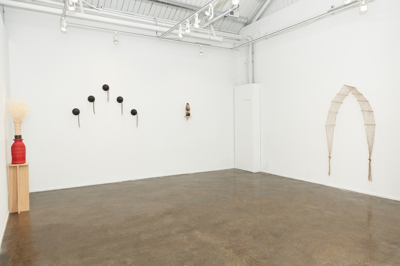  The point of entry for soft structures is an acknowledgment of the exhibition’s historical references to the lancet arch, this work is a meticulously hand knotted fishing net formed in an archway extruded from the wall 
