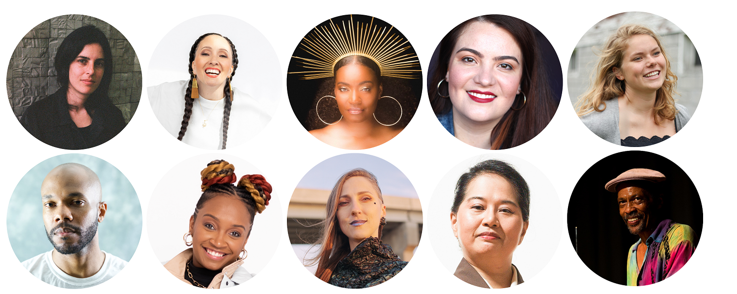 Ten circular headshots of the 2023 3Arts Awards recipients