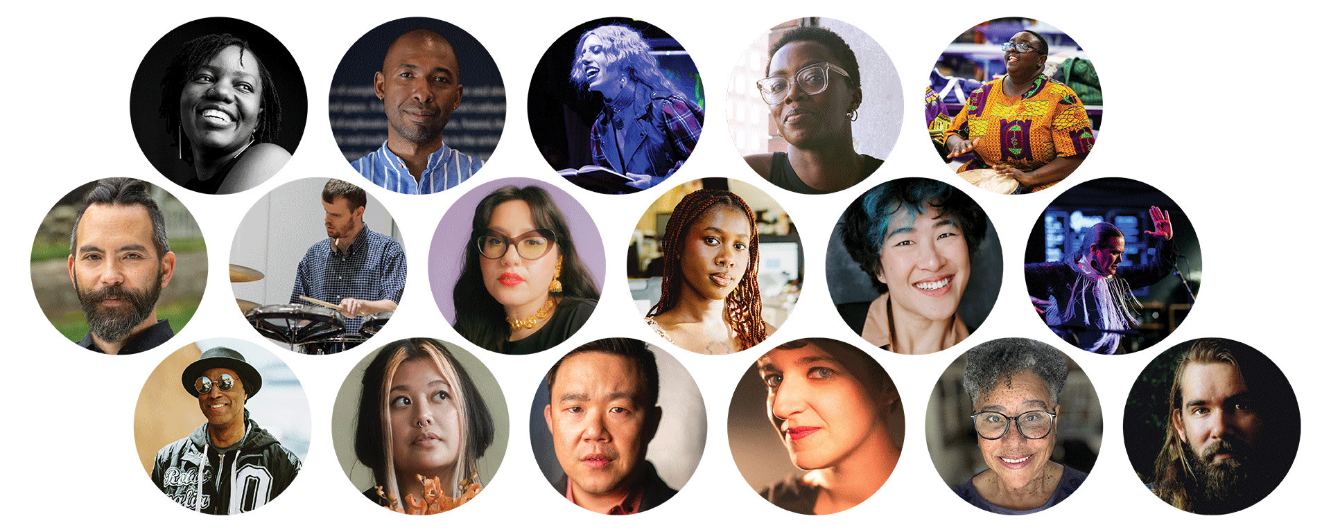 Compostie image of the seventeen 2025 3Arts Awardees.