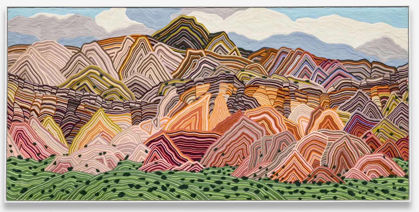 Image of a landscape created with wool.