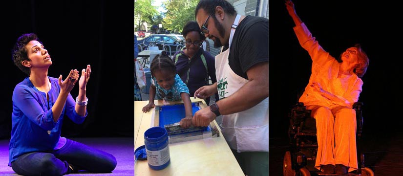 Three images of artist recipients of the Community Award left to right