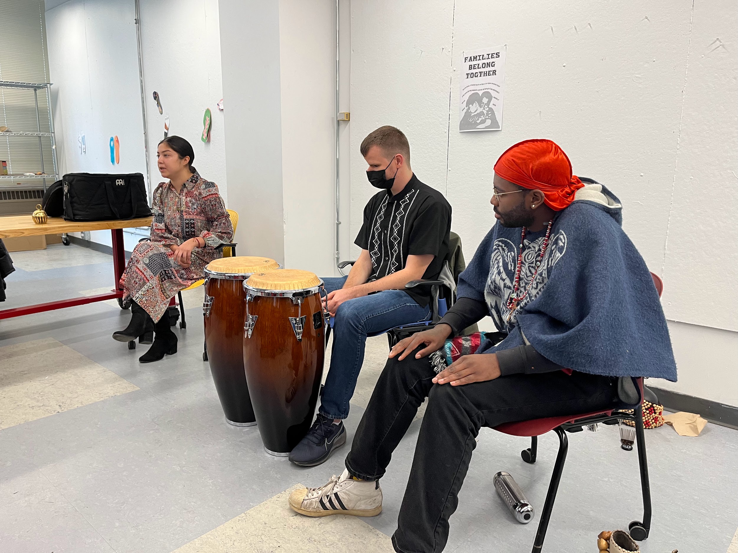 Stephanie performing in a classroom